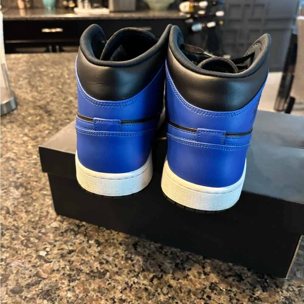 Jordan Men's Black and Royal Blue Sneakers - Picture 2 of 7
